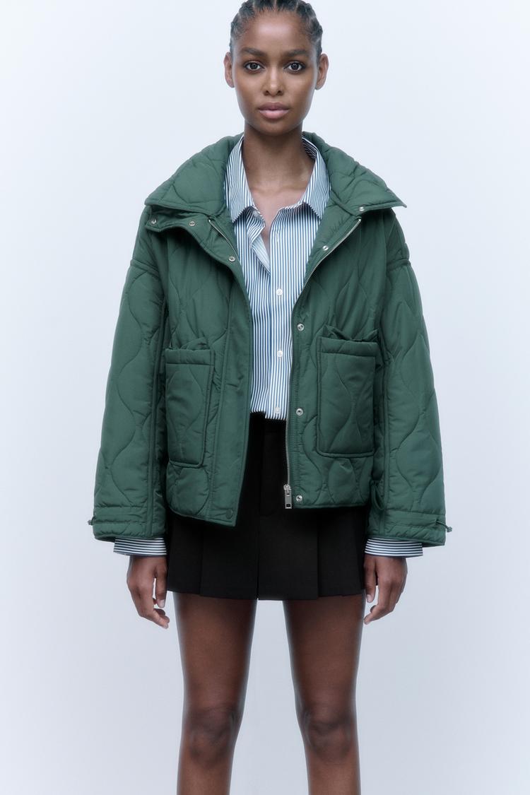 SHORT PUFFER JACKET Green ZARA United Kingdom
